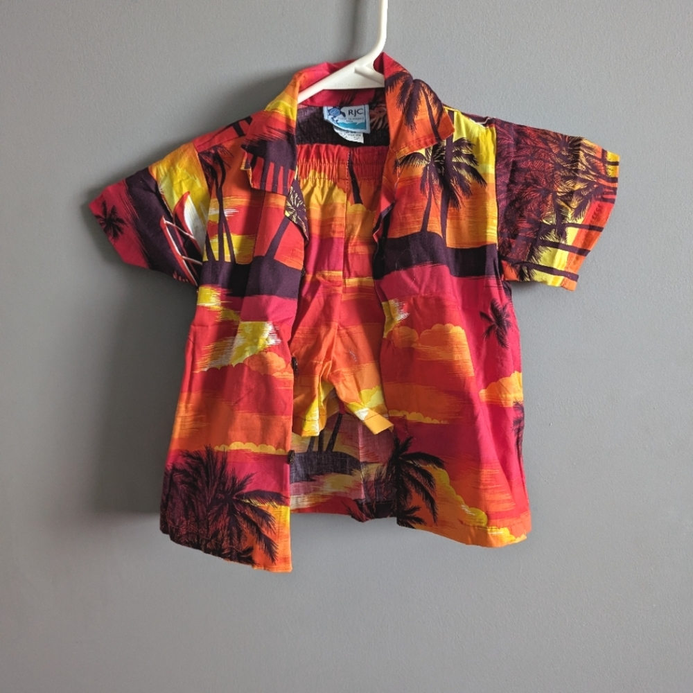 RJC Hawaiian shorts and button up shirt set size 3T